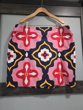 Boden Geometric Floral Mini Skirt cotton blend Size 18R